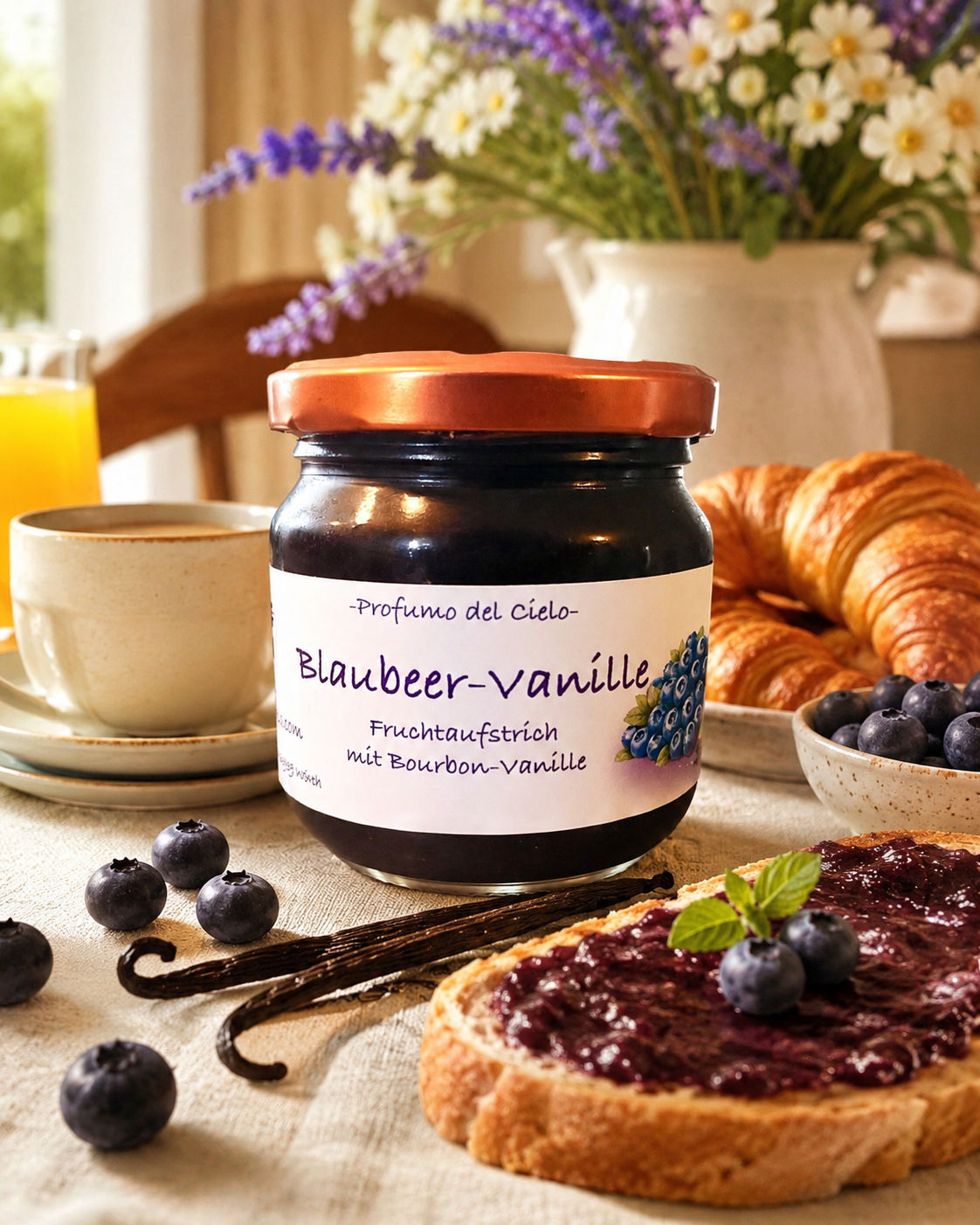 Blaubeer-Vanille Fruchtaufstrich – Handgemachter Genuss mit Bourbon-Vanille | Profumo del Cielo