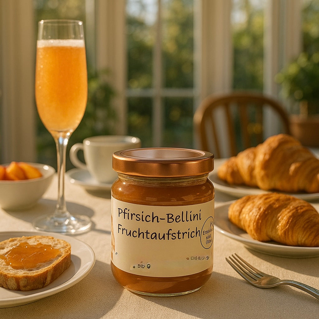 Pfirsich-Bellini Fruchtaufstrich – Edler Aufstrich mit Pfirsich & Prosecco