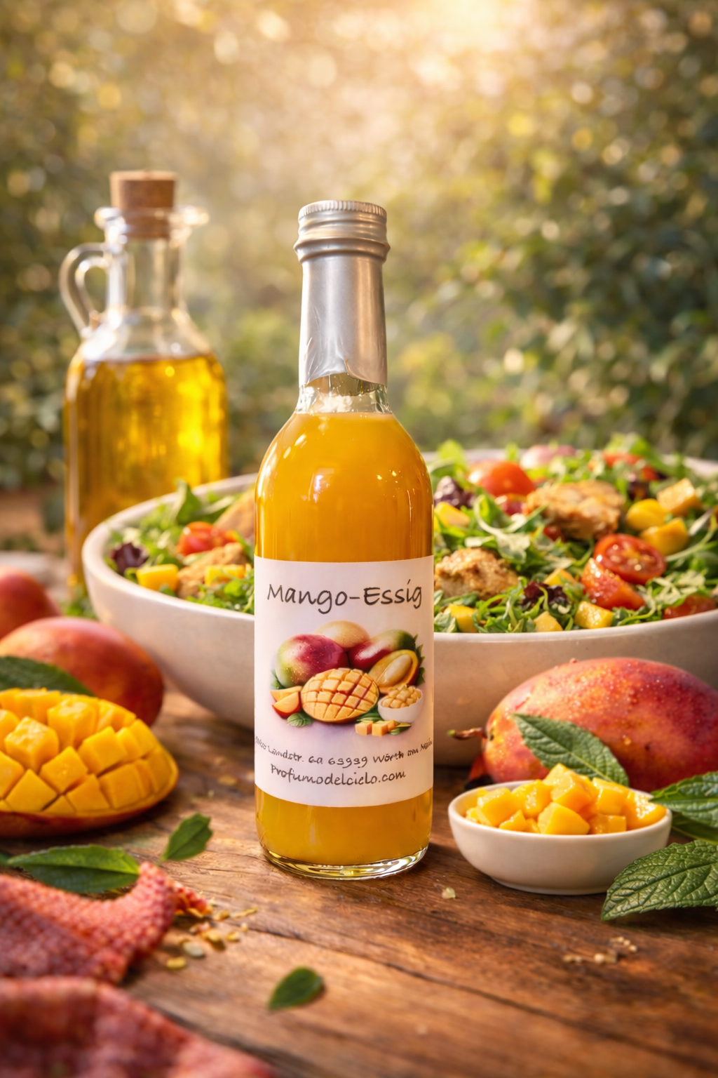 Fruchtiger Mango Essig für Salate, Dressings & mehr. Hochwertige Feinkost mit exotischem Aroma. Jetzt Mango Essig online kaufen & genießen!