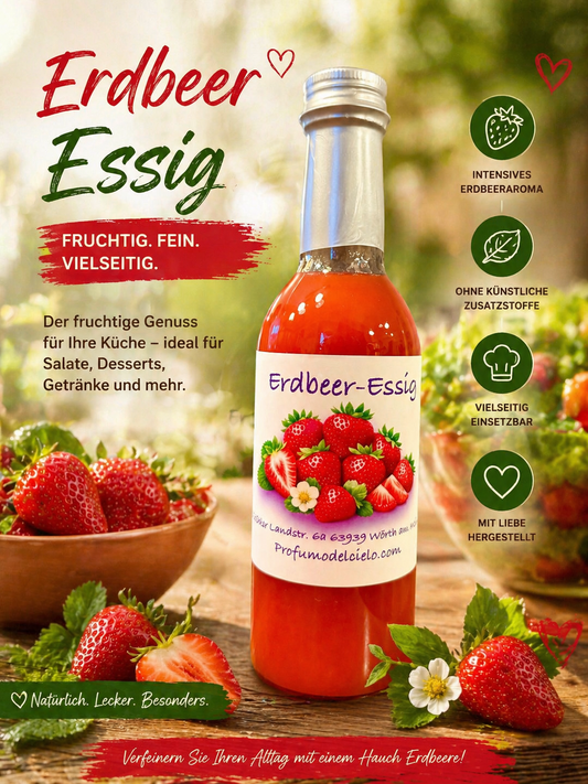 Erdbeeressig kaufen – Fruchtiger Gourmet Essig für Salate & Desserts