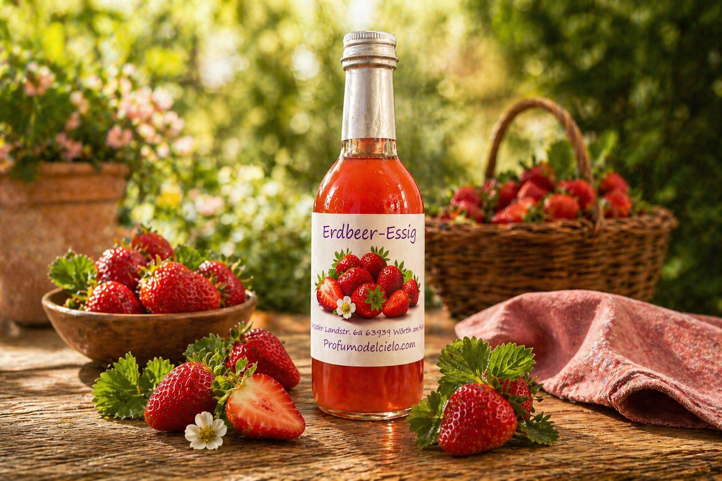 Erdbeeressig kaufen – Fruchtiger Gourmet Essig für Salate & Desserts