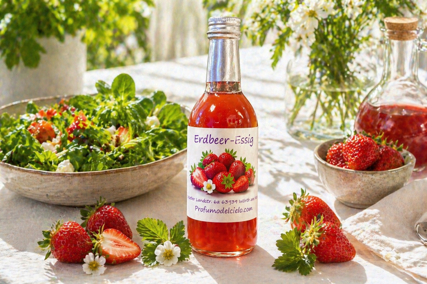 Erdbeeressig kaufen – Fruchtiger Gourmet Essig für Salate & Desserts