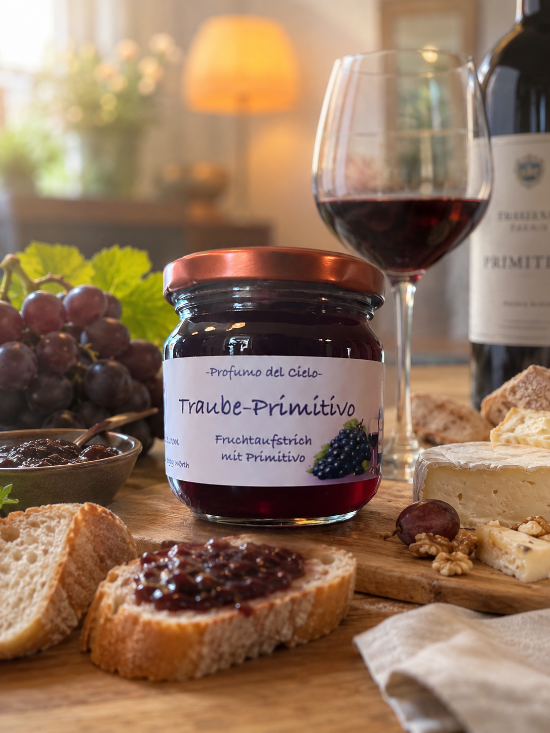 Traube-Primitivo Fruchtaufstrich – Edler Genuss mit Rotwein | Profumo del Cielo
