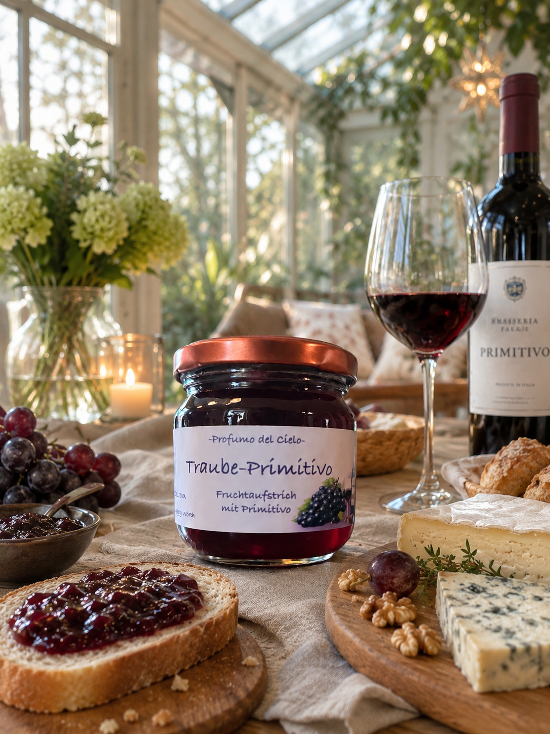 Traube-Primitivo Fruchtaufstrich – Edler Genuss mit Rotwein | Profumo del Cielo