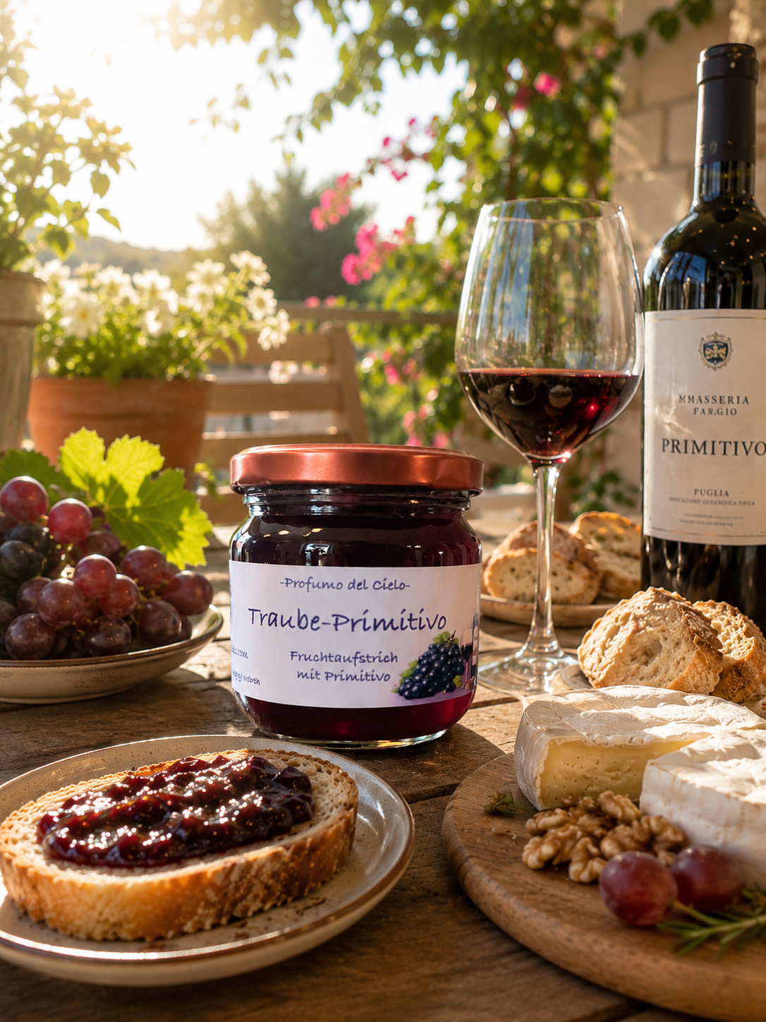 Traube-Primitivo Fruchtaufstrich – Edler Genuss mit Rotwein | Profumo del Cielo
