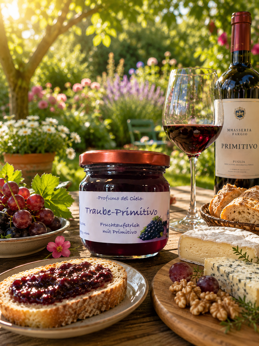 Traube-Primitivo Fruchtaufstrich – Edler Genuss mit Rotwein | Profumo del Cielo